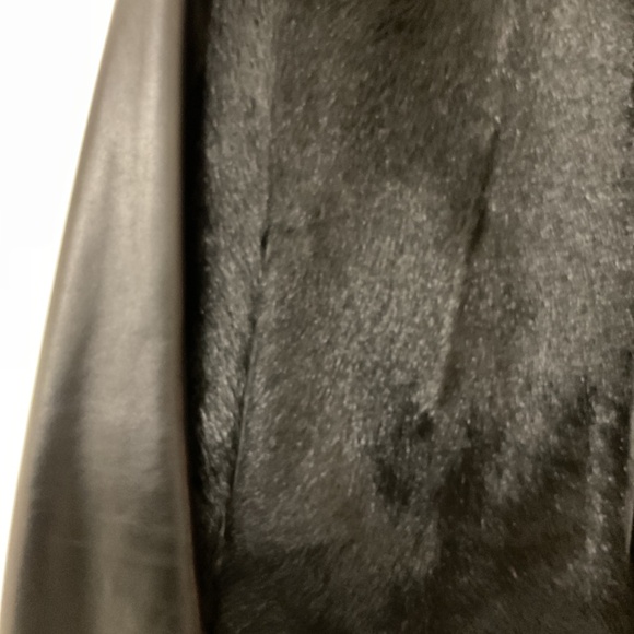 Leather/fur jacket black by Trilogy Collection size M - Picture 3 of 7